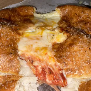 Inside cheese calzone
