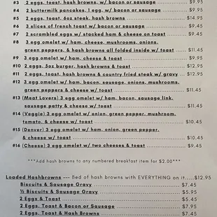 the menu for the day breakfast