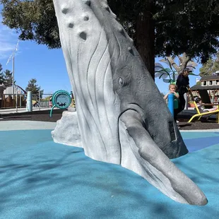 Giant whales that spout mist