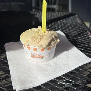 Half pistachio and half salted caramel gelato which was absolutely delicious.