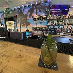 Enjoying a mojito at the bar