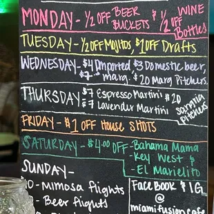 Menu - Daily Specials