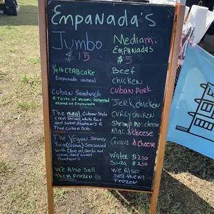 a chalk board with a menu on it