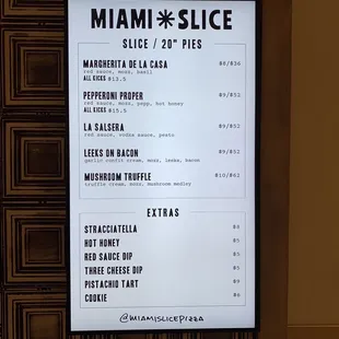 Menu, as of 1/4/23