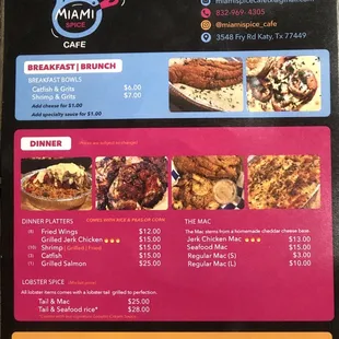 Updated menu