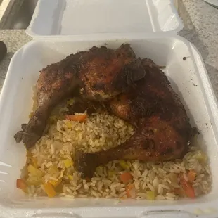 Jerk Chicken with rice.