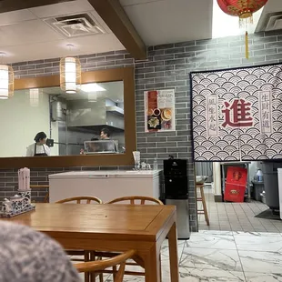 Interior seating &amp; kitchen