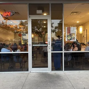 Storefront. Very busy on a Saturday evening!