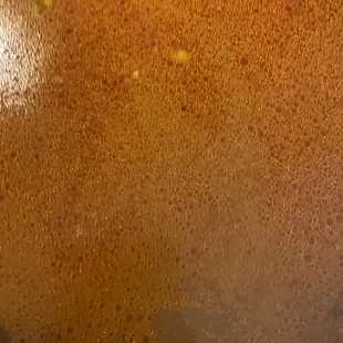 a close up view of a pan with food in it