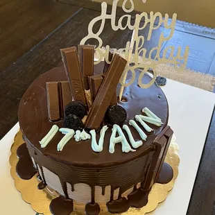 a chocolate birthday cake