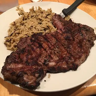 a steak and rice