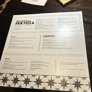 Choose any 5 items from the menu, plus salad, served family style for the table $39 per person.