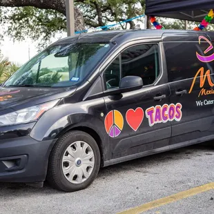 a van parked in a parking lot