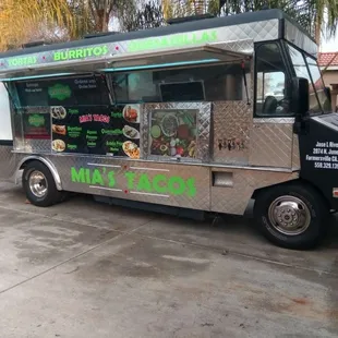 a food truck parked in a parking lot