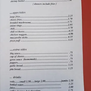 menu