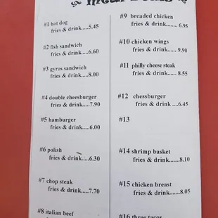 menu