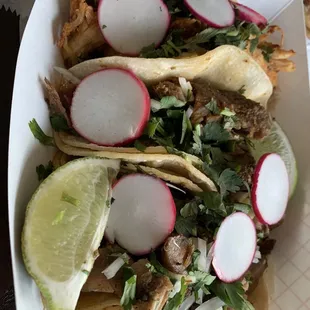 Pork and chicken tacos