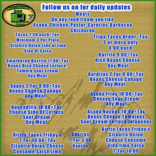 Our new Menu Updated July 6th 2023