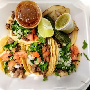 mexican food in a styrofoam container