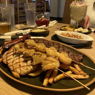 Large platter, conche and my wife's fish and shrimp cocktail.