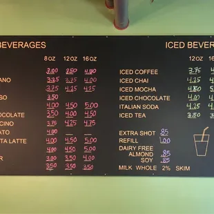 Drink menu