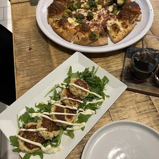 a pizza and salad
