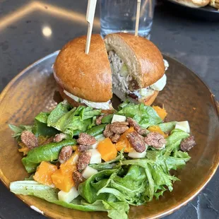 Waldorf chicken salad with side salad