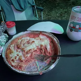 Baked Ziti, bread and salad