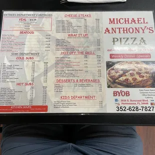 Menu one side