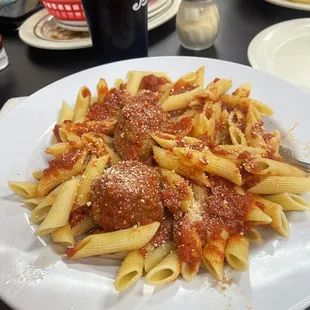 Penne with meatballs