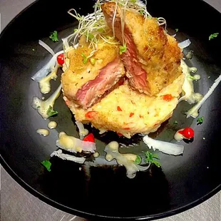 a plate of food on a table