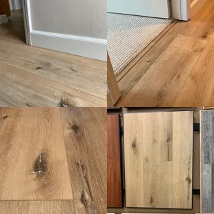 installed product in various lighting vs. sample board