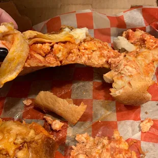 Chicken Parmesan Calzone- the chicken was chopped not a cutlet.