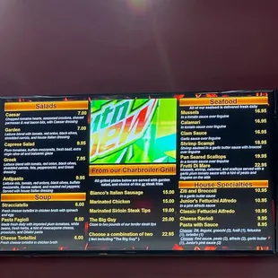 menus and prices