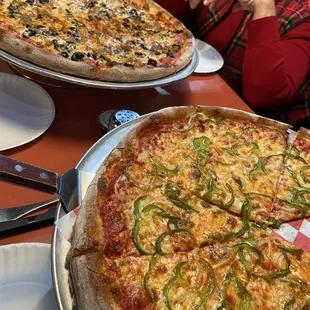 Large sausage and olive &amp; large pepper and onion