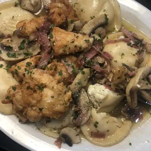 Chicken Marsala atop Cheese Ravioli..so good