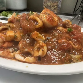 Calamari Over Linguine