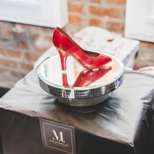 Chocolate heel on display