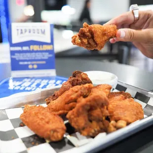 a tray of fried chicken