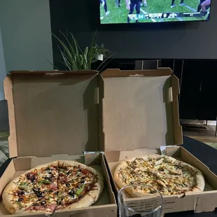 two pizzas in a box