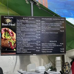 Close up of menu