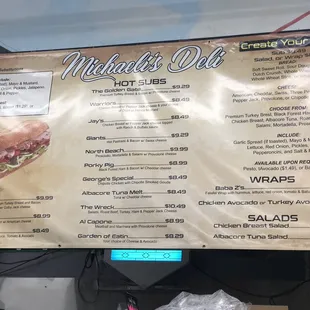 Their updated sandwich menu