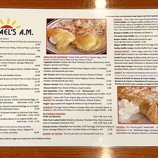 a menu for a restaurant
