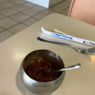 Spicy home made sauce. A must try
