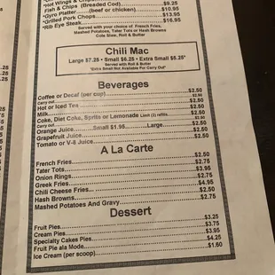 the menu