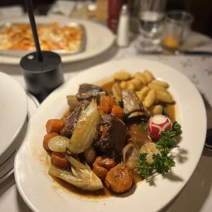 Braised short rib with fried gnocchi