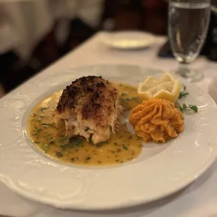 Sole stuffed with crab.