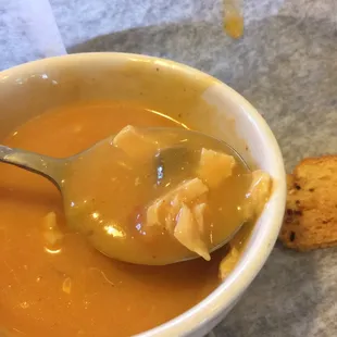 Chicken tortilla soup was so delicious!  Just the right amount of kick