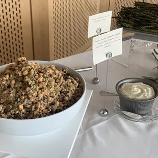 Farro salad and grilled asparagus