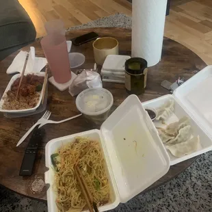 a table full of food